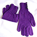 purple gloves with button cuffs